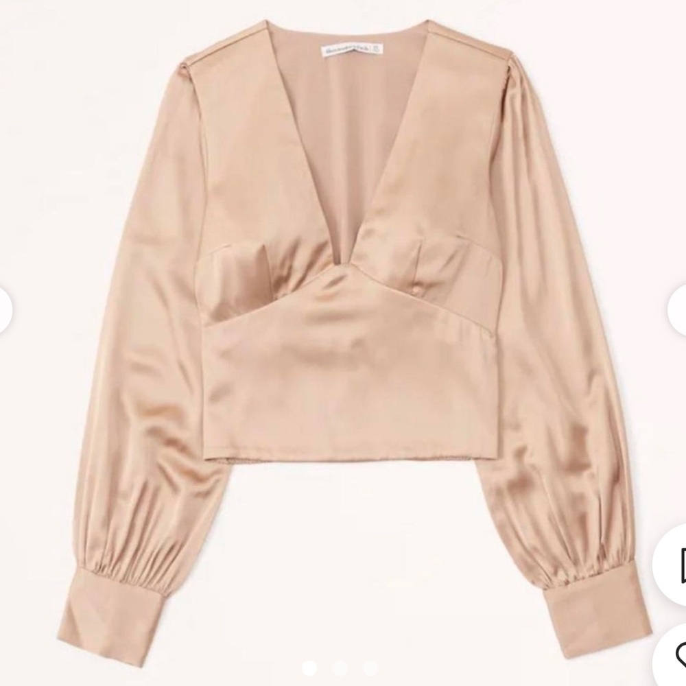 Abercrombie & Fitch Satin Blush V-Neck Blouse
